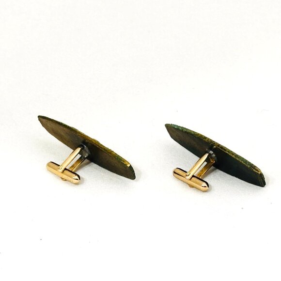 Vintage Large Metal Cufflinks Lion/Elephant - 2" x 3/4" - Picture 5 of 6